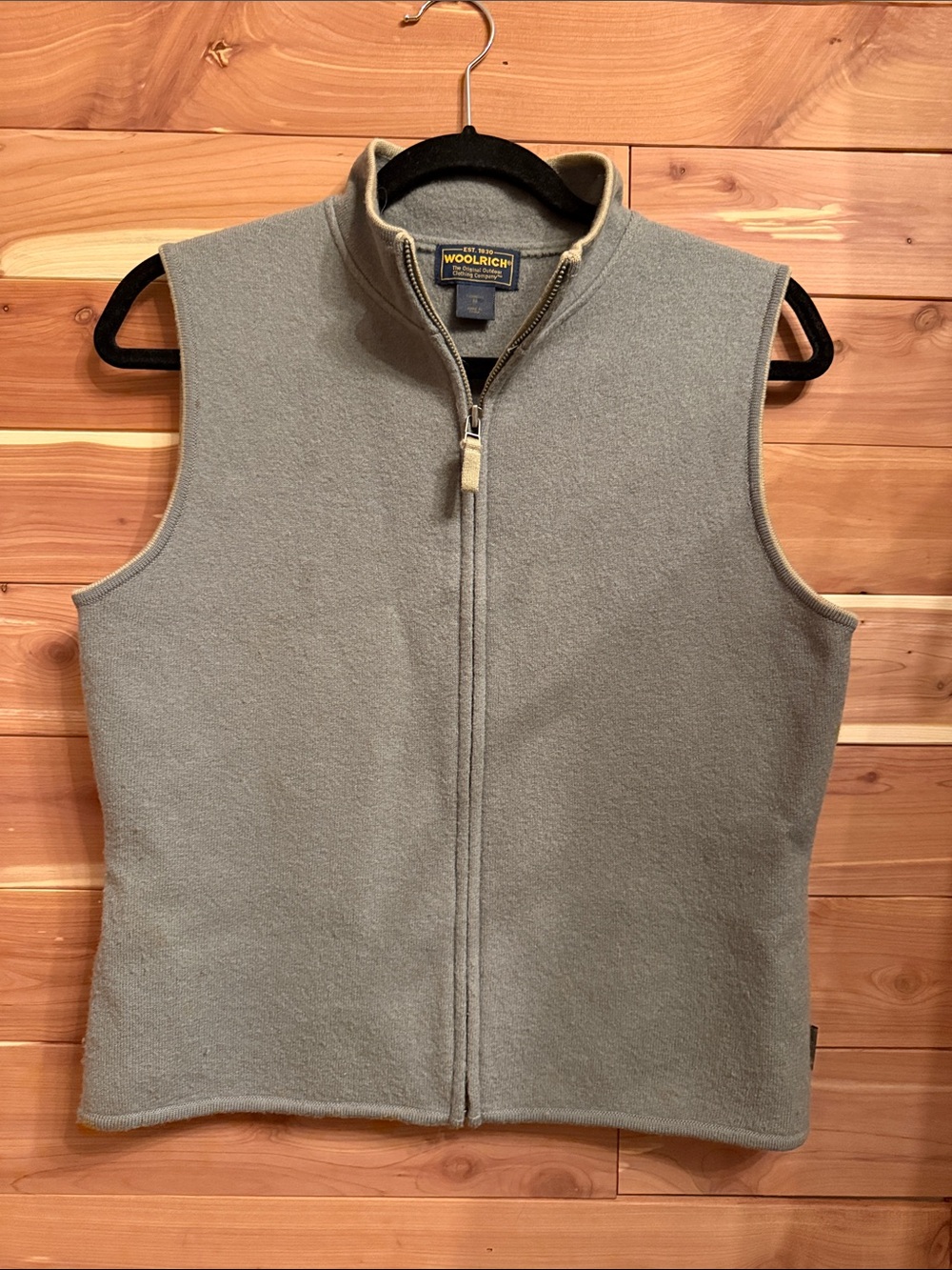 Woolrich Women's Light Gray Wool Vest with Zip